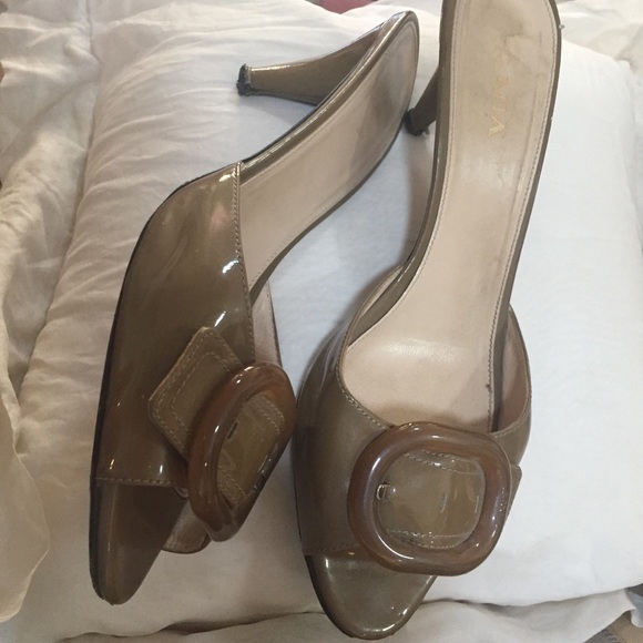 Prada Italy open toe sandal heels slip on shoes 41 - Picture 9 of 12